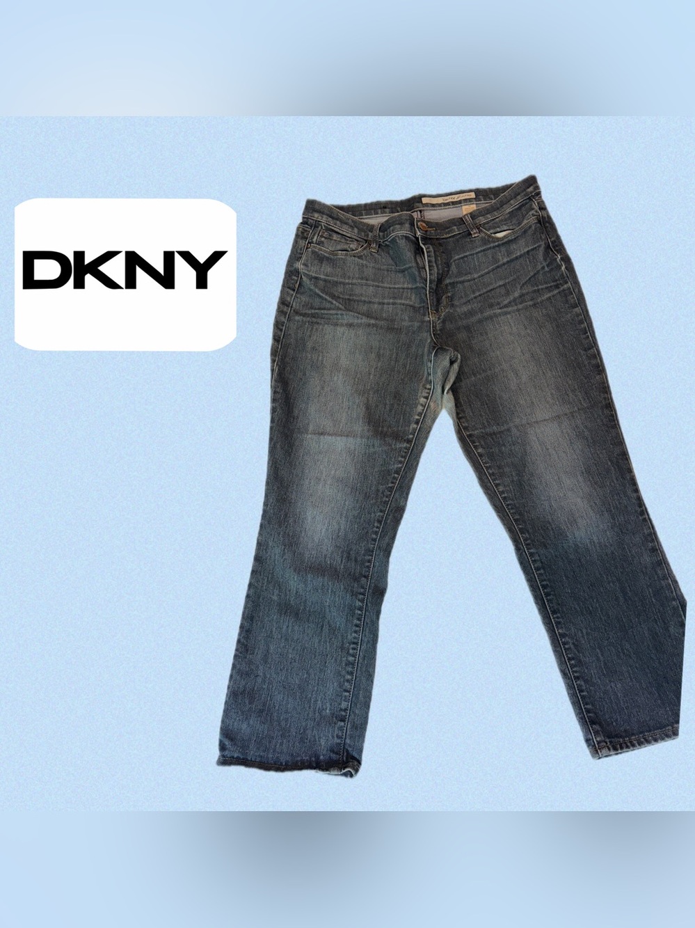 DKNY Women's Straight-Leg Dark Blue Denim Jeans